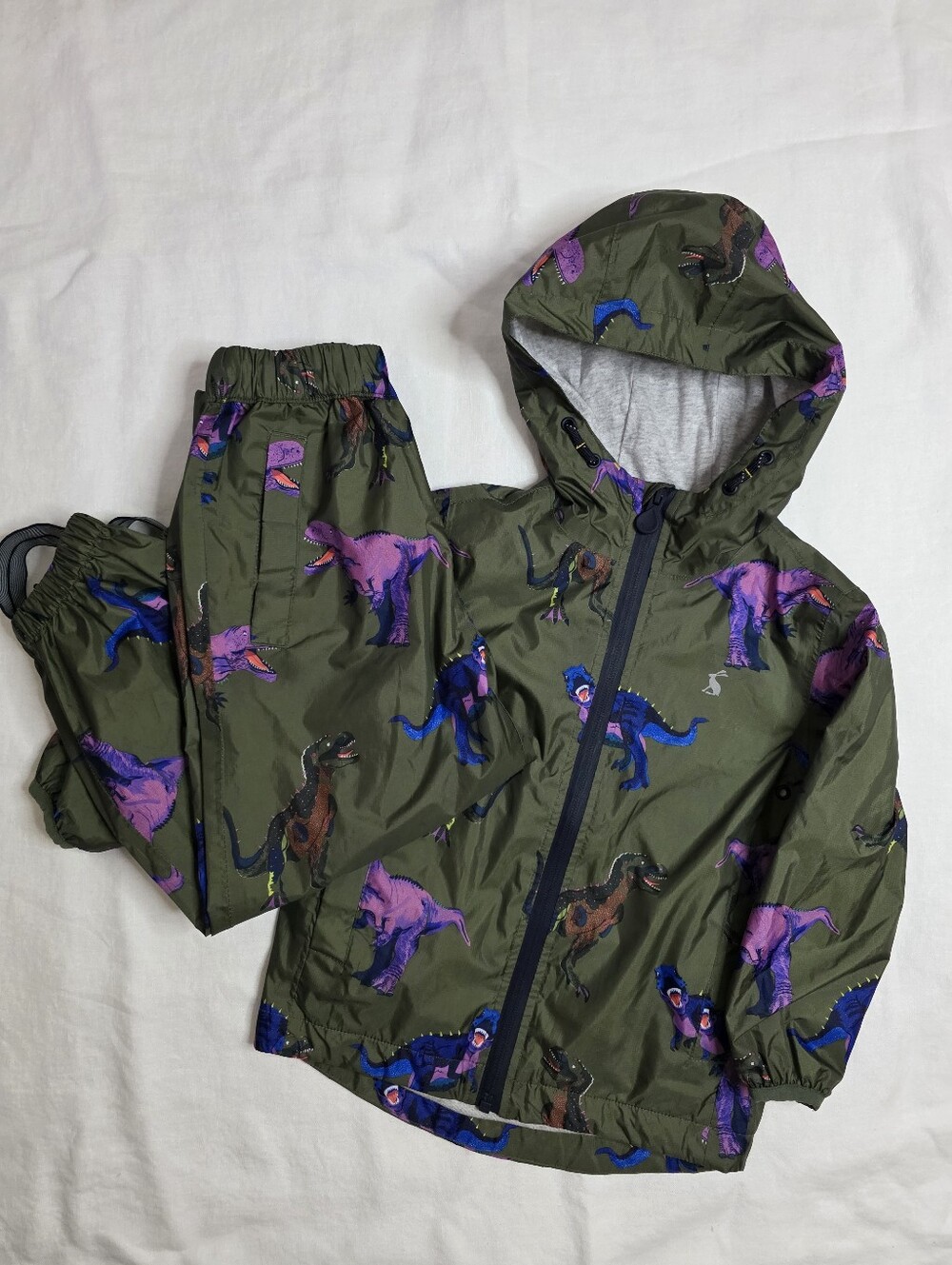Joules Right as Rain Dinosaur Rain Suit Set | Jacket & Pants | 3T